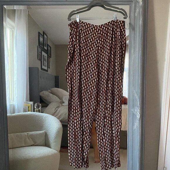 NWT Staud Bonita Pant Basket Weave Print Brown Size 16 - Picture 6 of 10